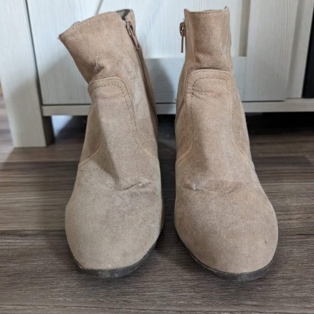 Lulu's Faux Suede Tan Ankle Boots
